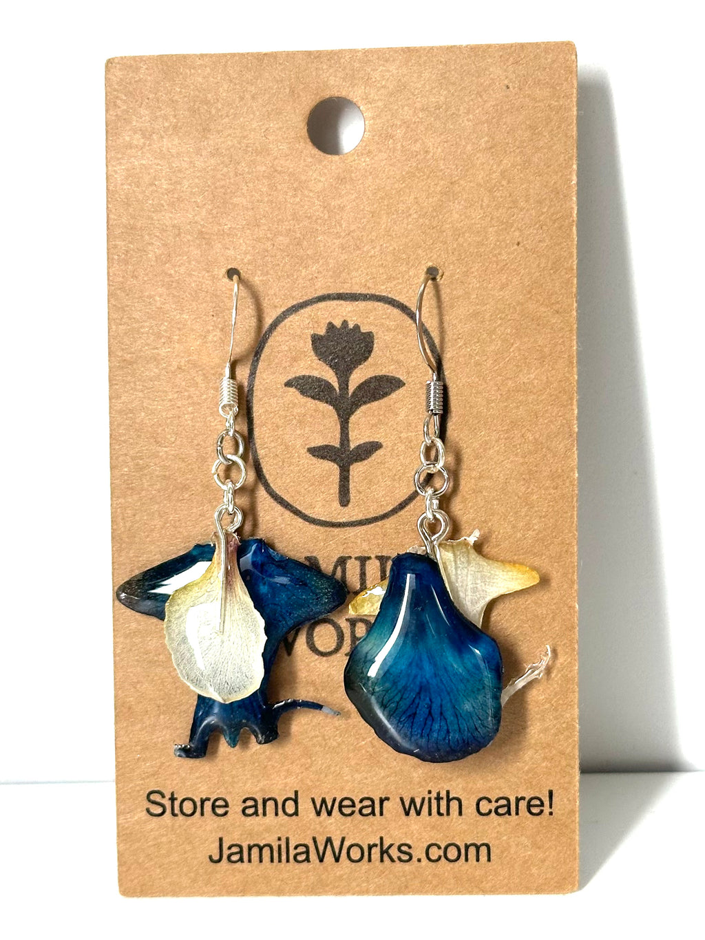 JamilaWorks - Blue + White Mini Orchid Earrings