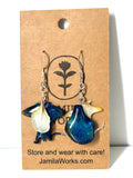 JamilaWorks - Blue + White Mini Orchid Earrings