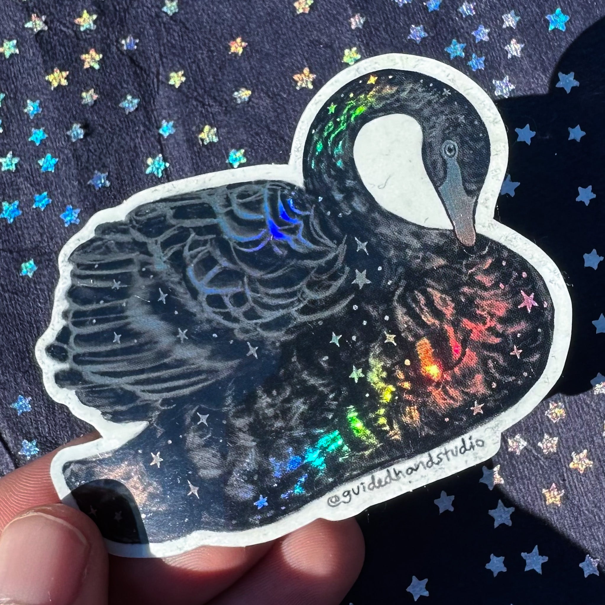 Guided Hand Studio - Holographic Black Swan Stickers