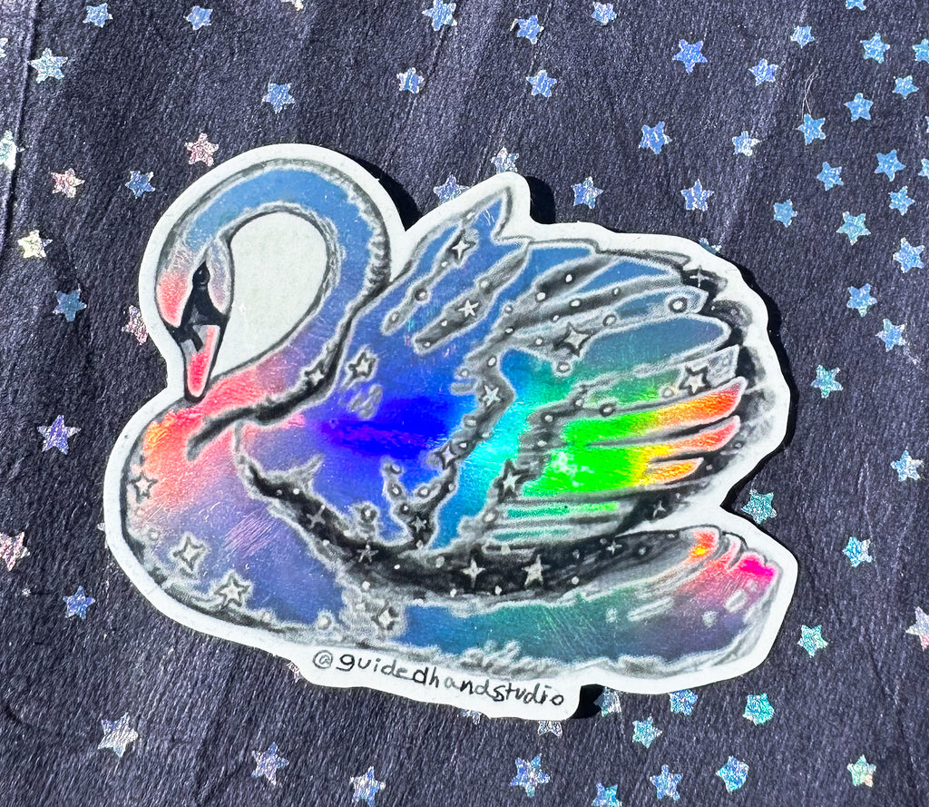 Guided Hand Studio - Holographic White Swan Stickers