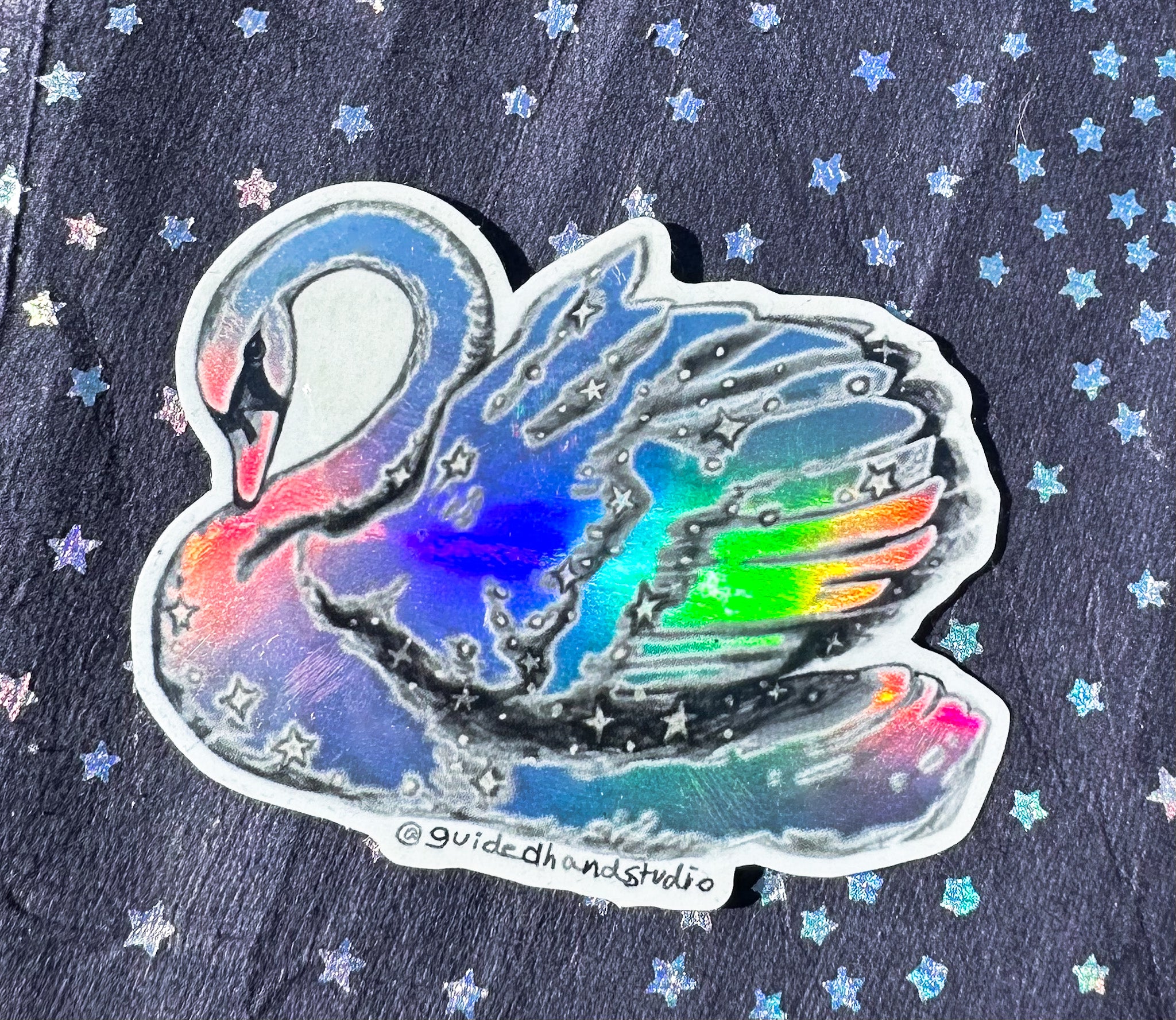 Guided Hand Studio - Holographic White Swan Stickers