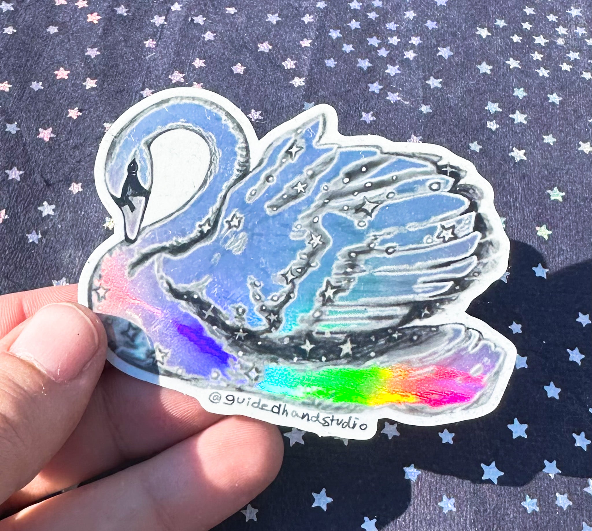 Guided Hand Studio - Holographic White Swan Stickers