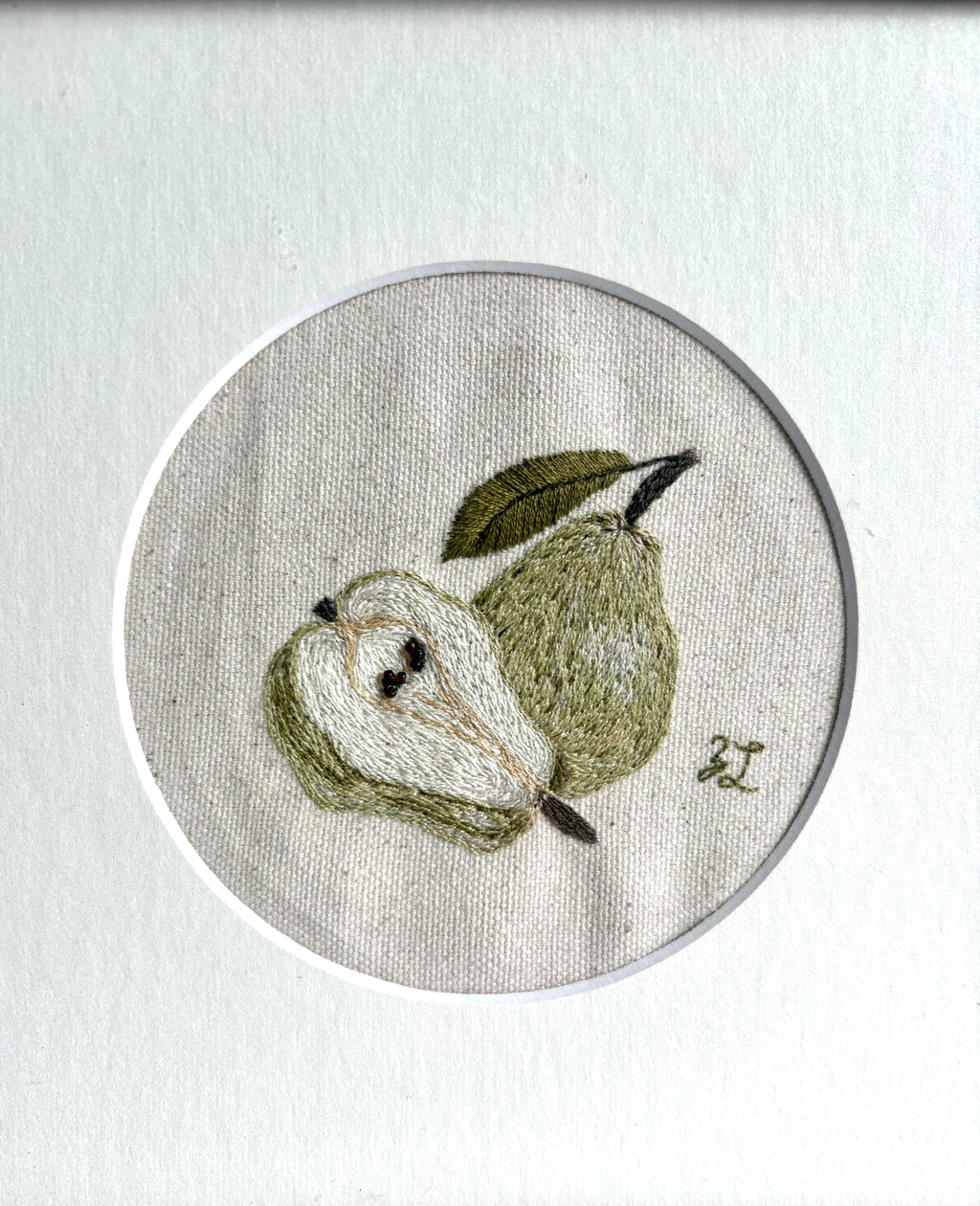 Zoe Luvisi - Framed Pear Embroidery