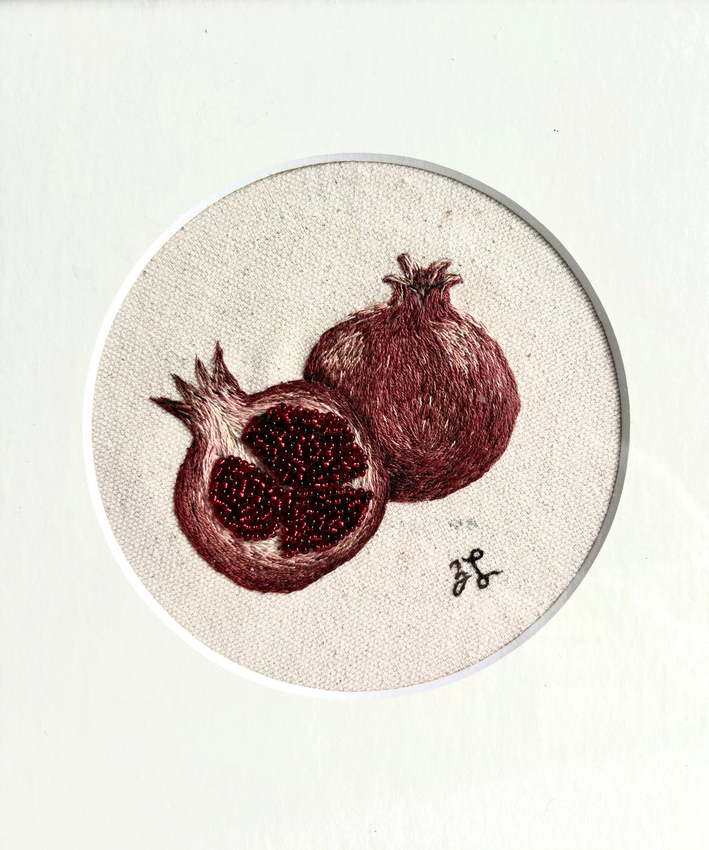 Zoe Luvisi - Framed Pomegranate Embroidery