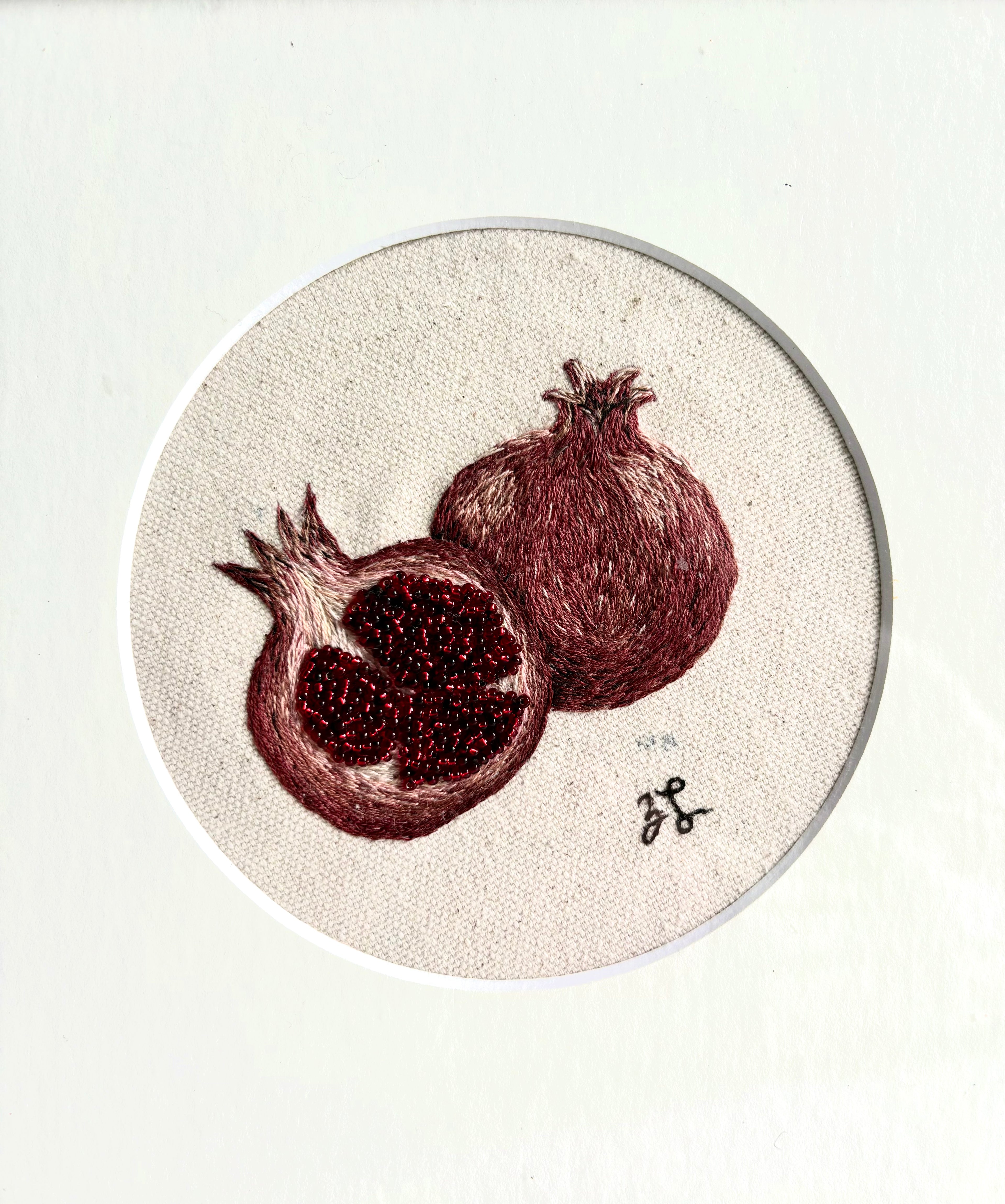 Zoe Luvisi - Framed Pomegranate Embroidery
