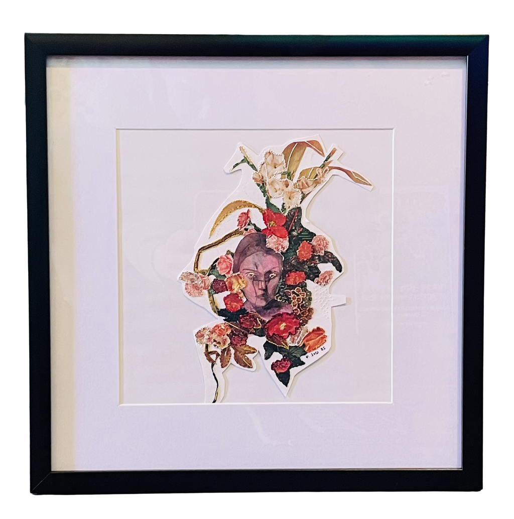 Natasha Sud - Hand Stitched Original Collage - Tiger Eyes