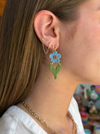 Hunnyhayart - Blue Flower Earrings