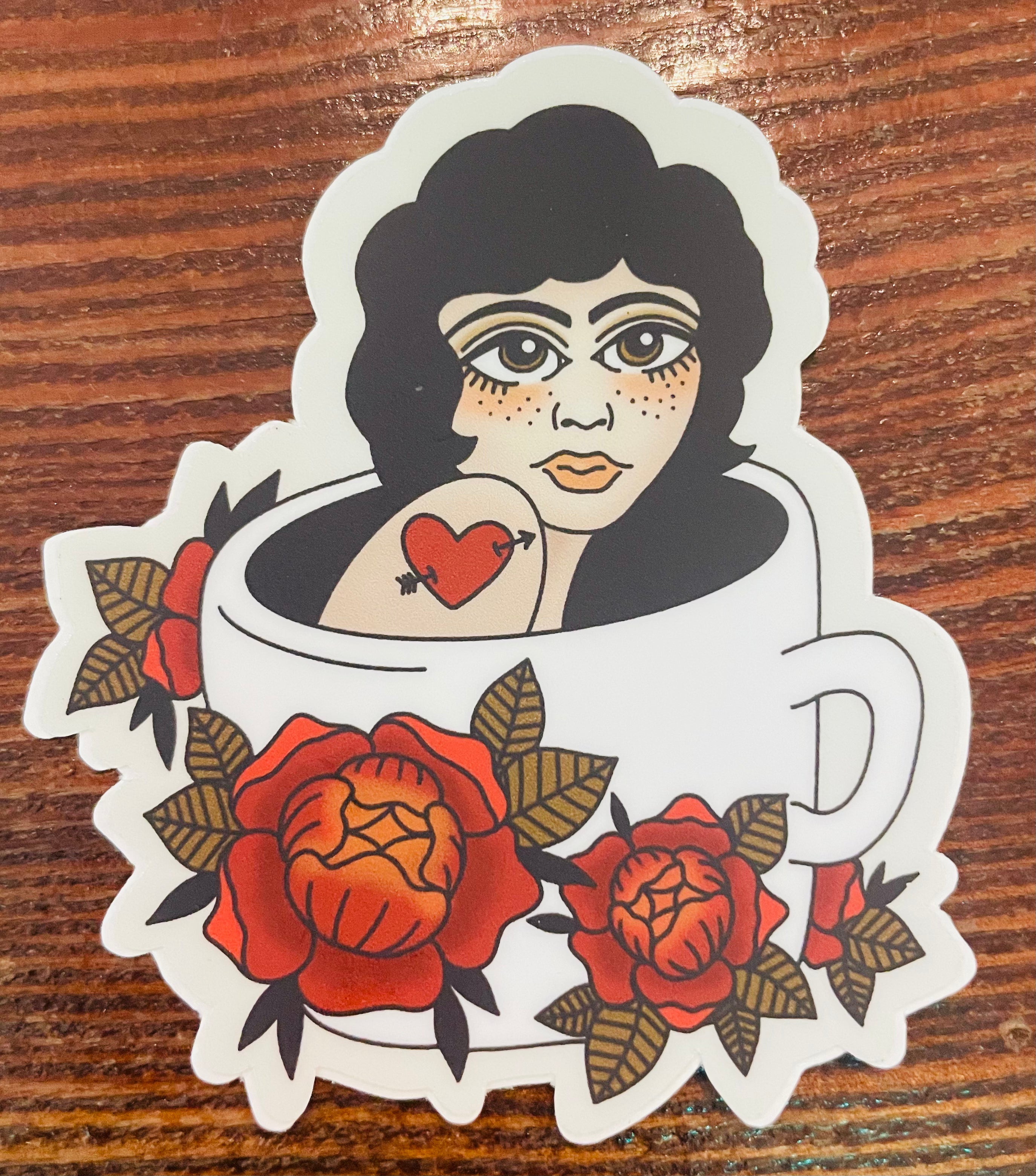 Tonia Raye Tattoo - Floral Mug Sticker