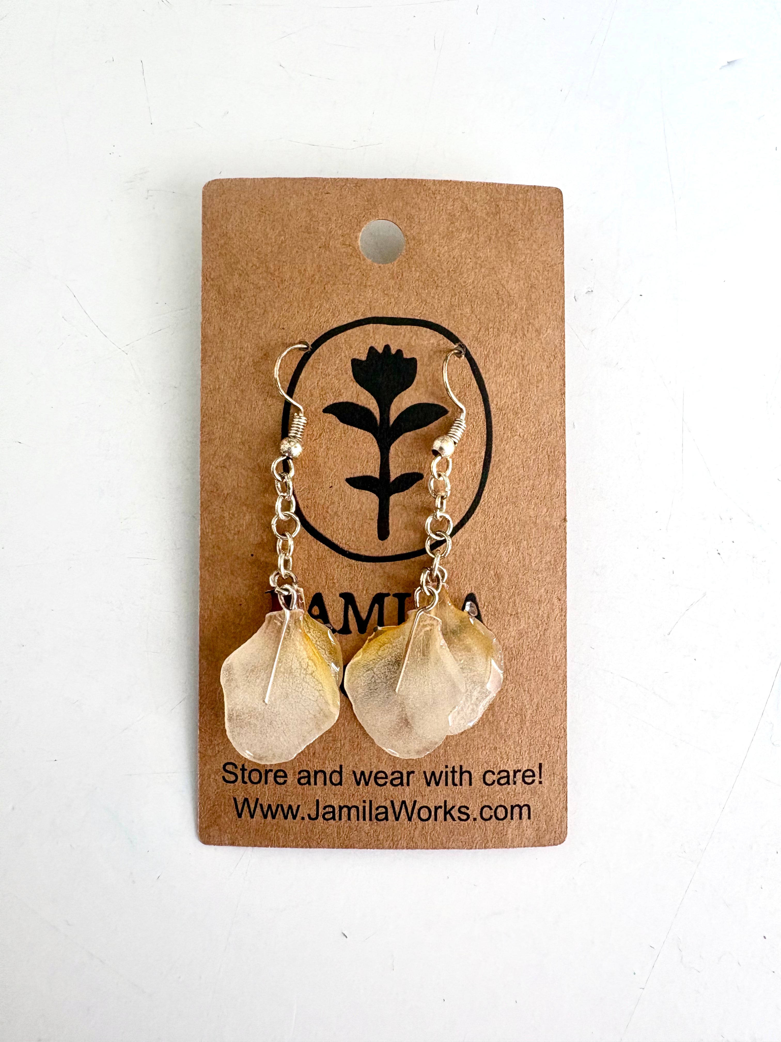 JamilaWorks - White Flower Earrings