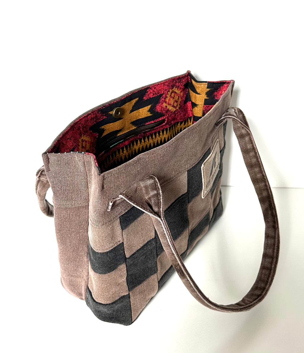 Indigo Upcycled - Black/Brown Patchwork Bag