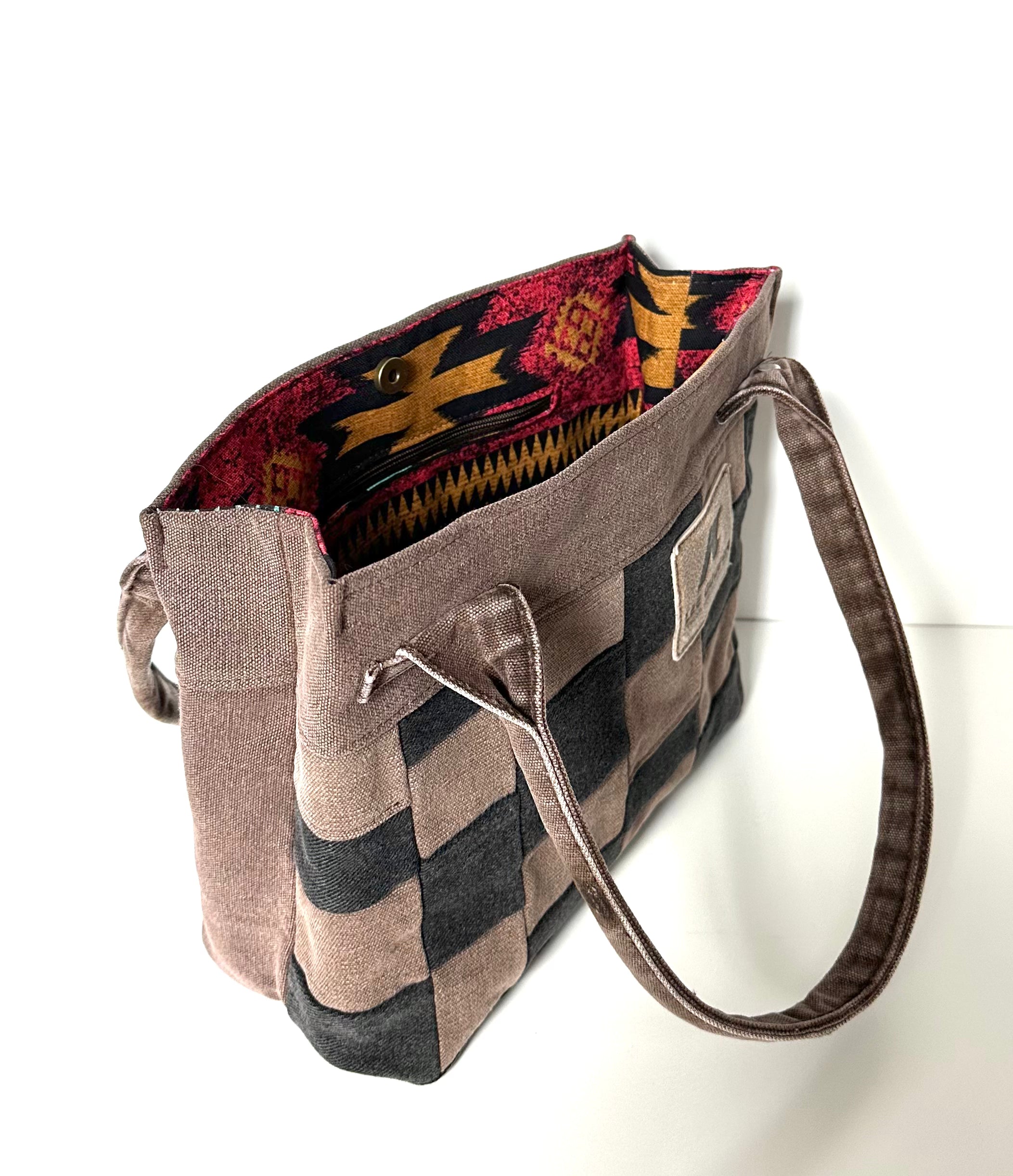 Indigo Upcycled - Black/Brown Patchwork Bag