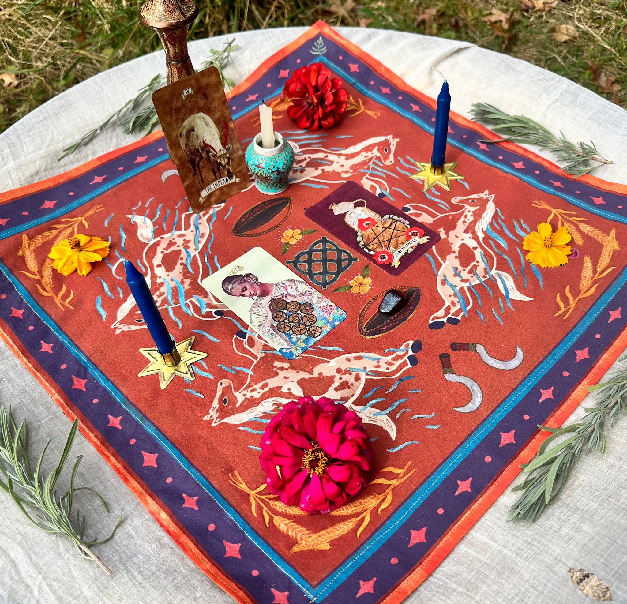 Guided Hand Studios- Wheel of the Year Altar Cloth: Lunasa