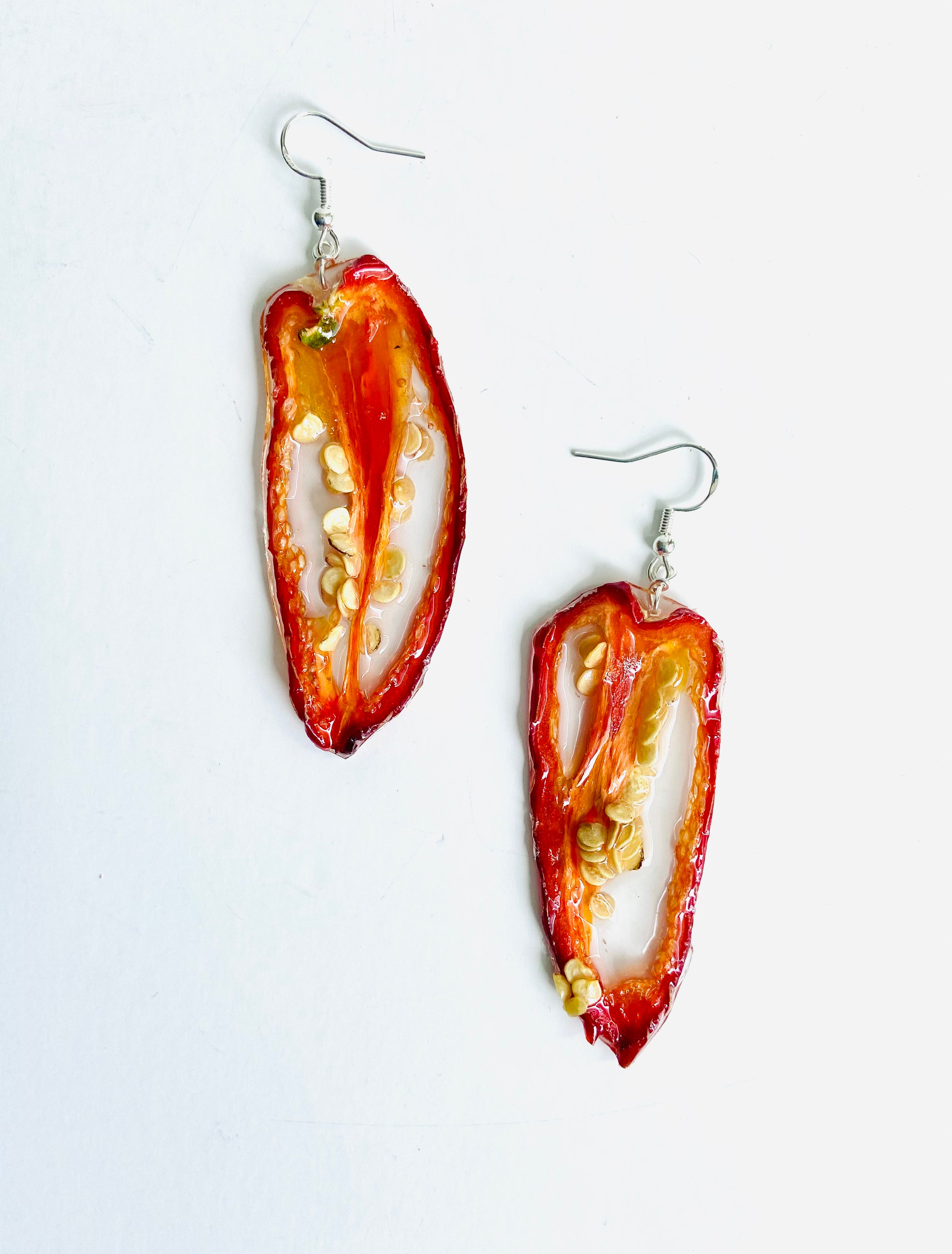 Wild Organic - Long Cut Red Jalapeño Earrings