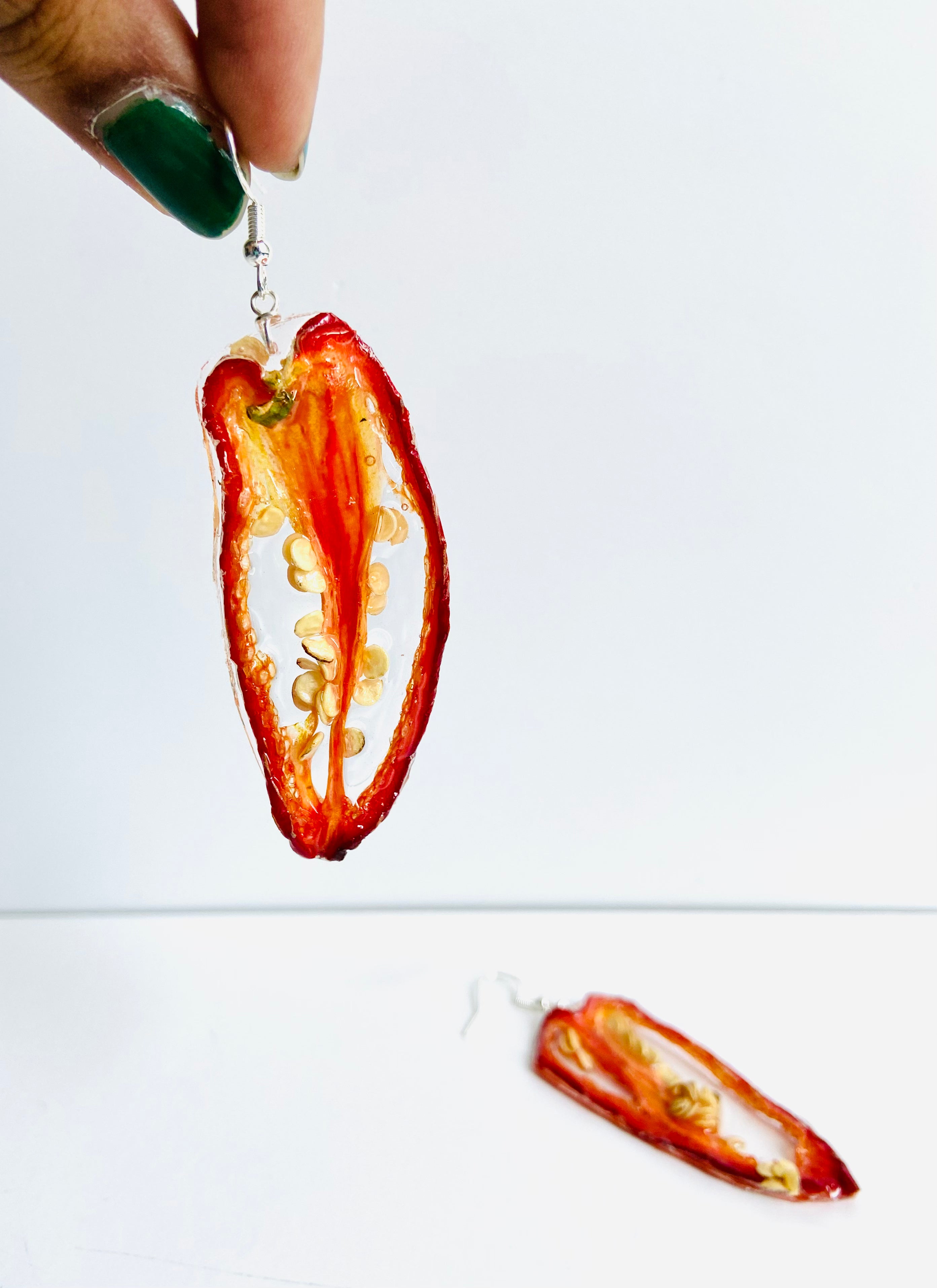 Wild Organic - Long Cut Red Jalapeño Earrings