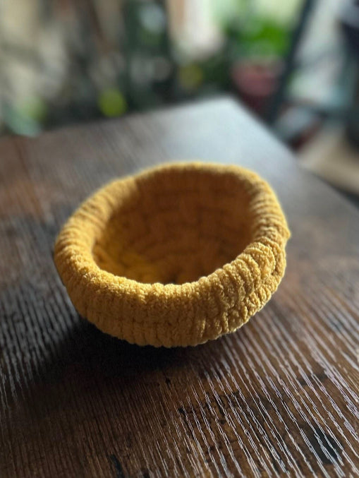 Autumn Fox - 4.5" Shallow Yellow Hand-Made Basket