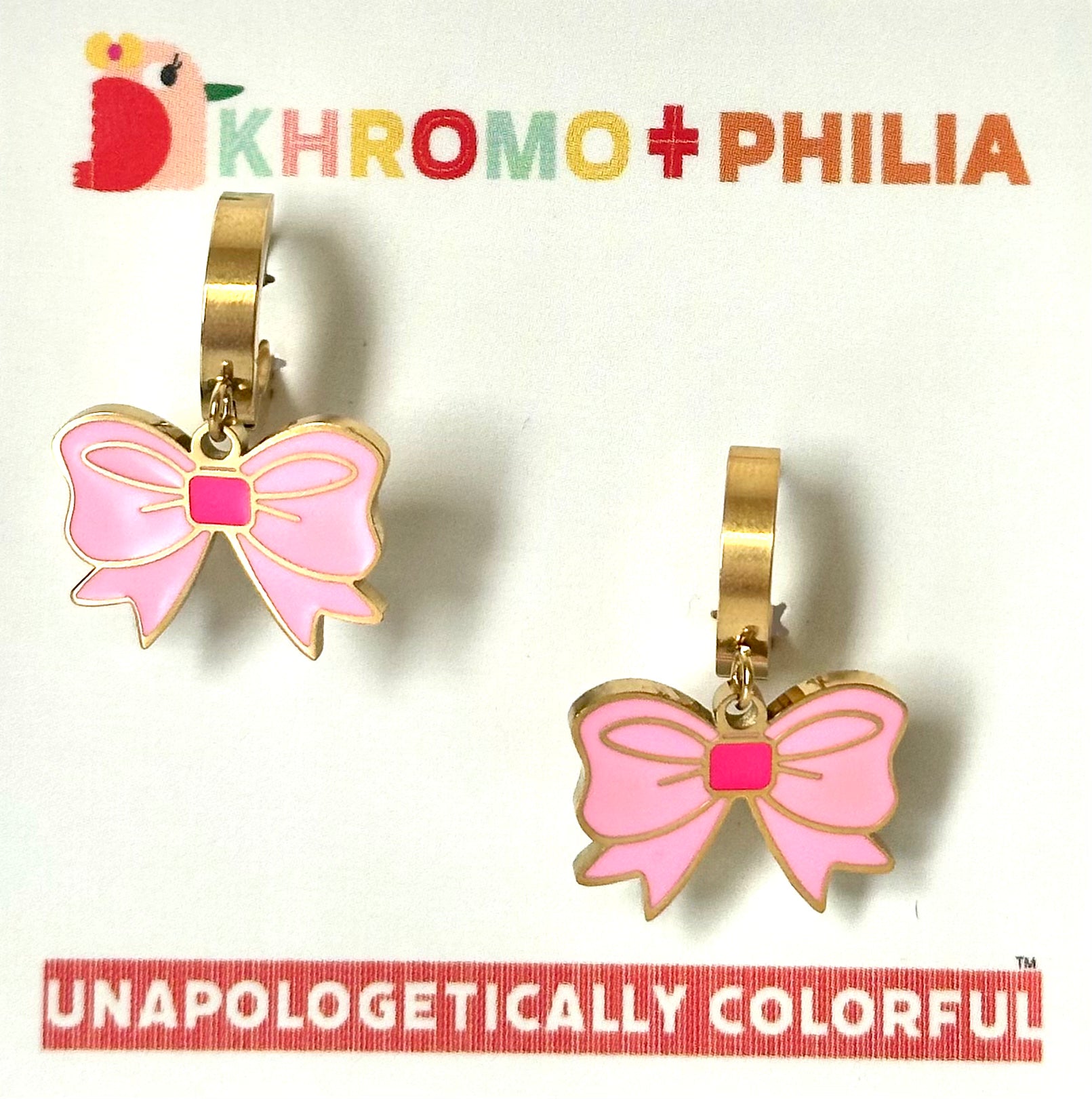 KHROMO+PHILIA - Pink Bow Huggie Earrings