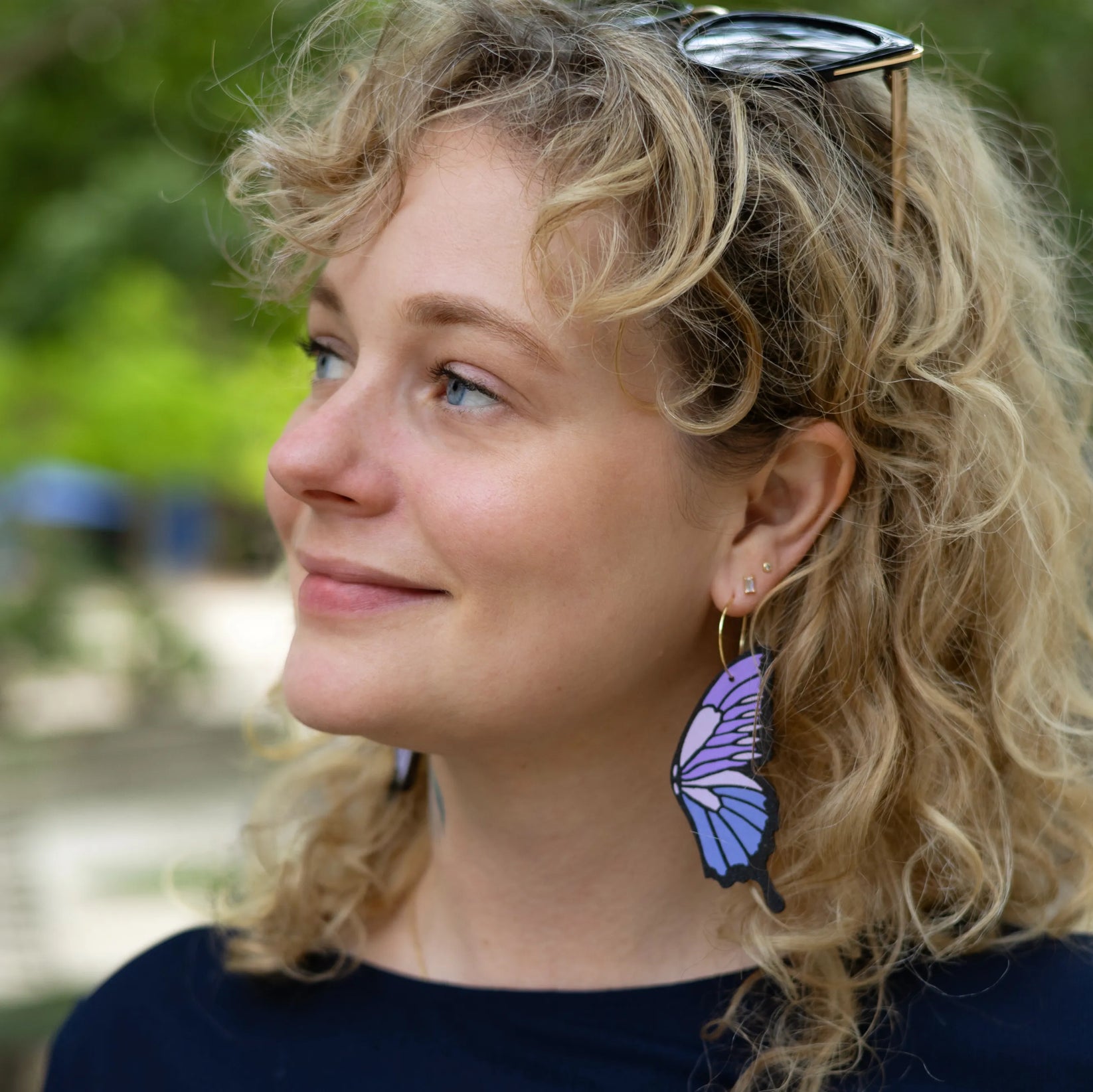 Le Chic Miami -  Lavender Butterfly Hoops