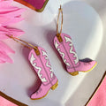 Le Chic Miami - Pink Cowboy Boot Hoop Earrings
