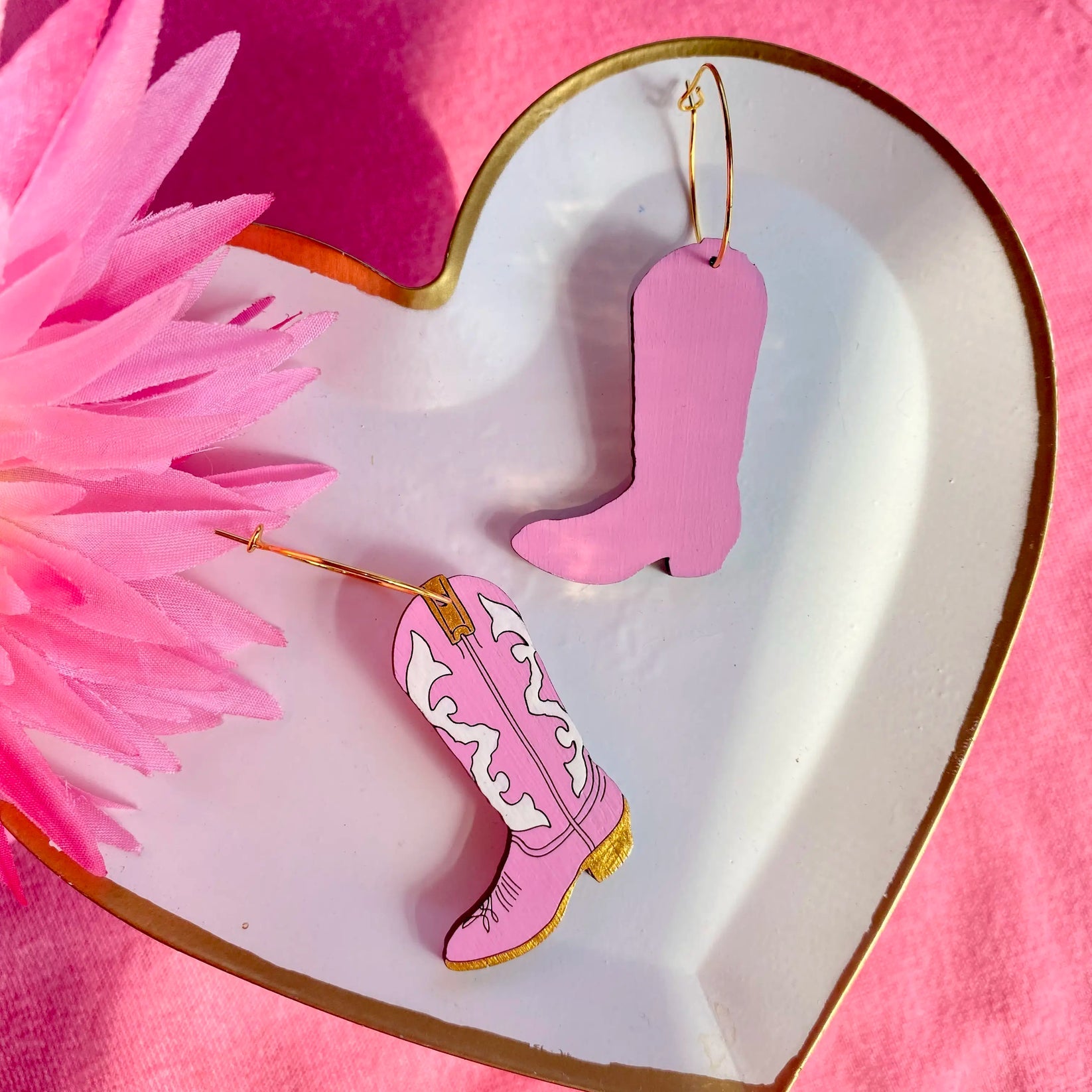 Le Chic Miami - Pink Cowboy Boot Hoop Earrings