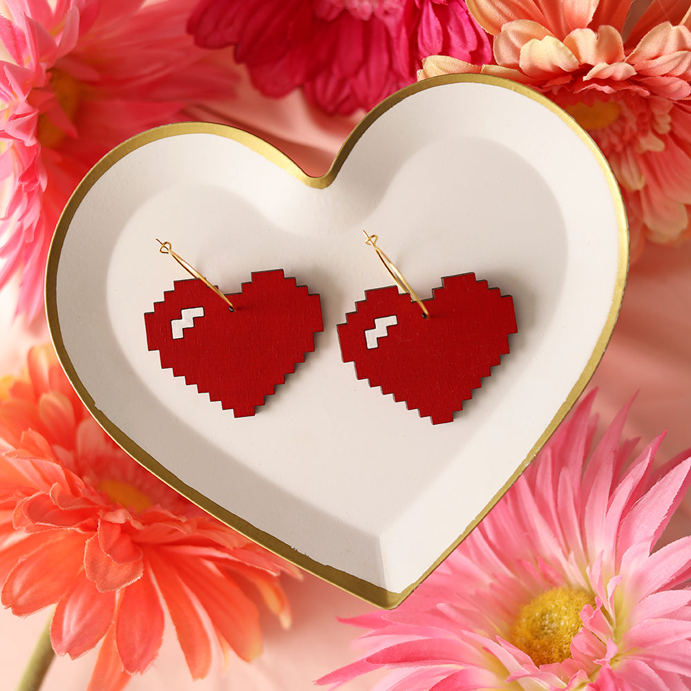 Le Chic Miami - Pixelated Heart Hoop Earrings