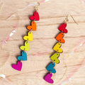 Le Chic Miami - Rainbow Heart Chain Dangle Earrings