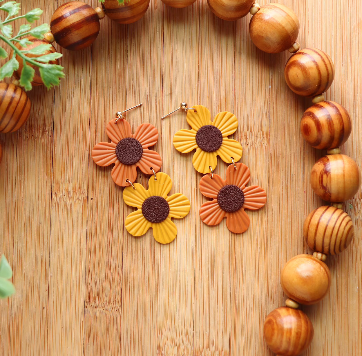 Hunnyhayart - Yellow + Orange Flower Earrings
