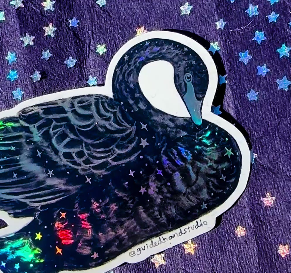 Guided Hand Studio - Holographic Black Swan Stickers