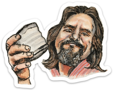 The Dude watercolor sticker by Bri Bowers