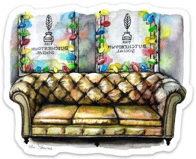 Butchertown Social Couch watercolor sticker by Bri Bowers