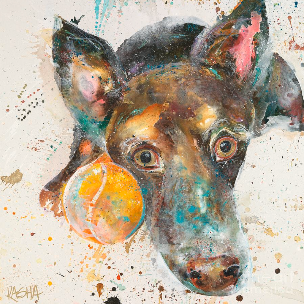 40 Love - Dog with Tennis Ball Giclee Print by Kasha Ritter
