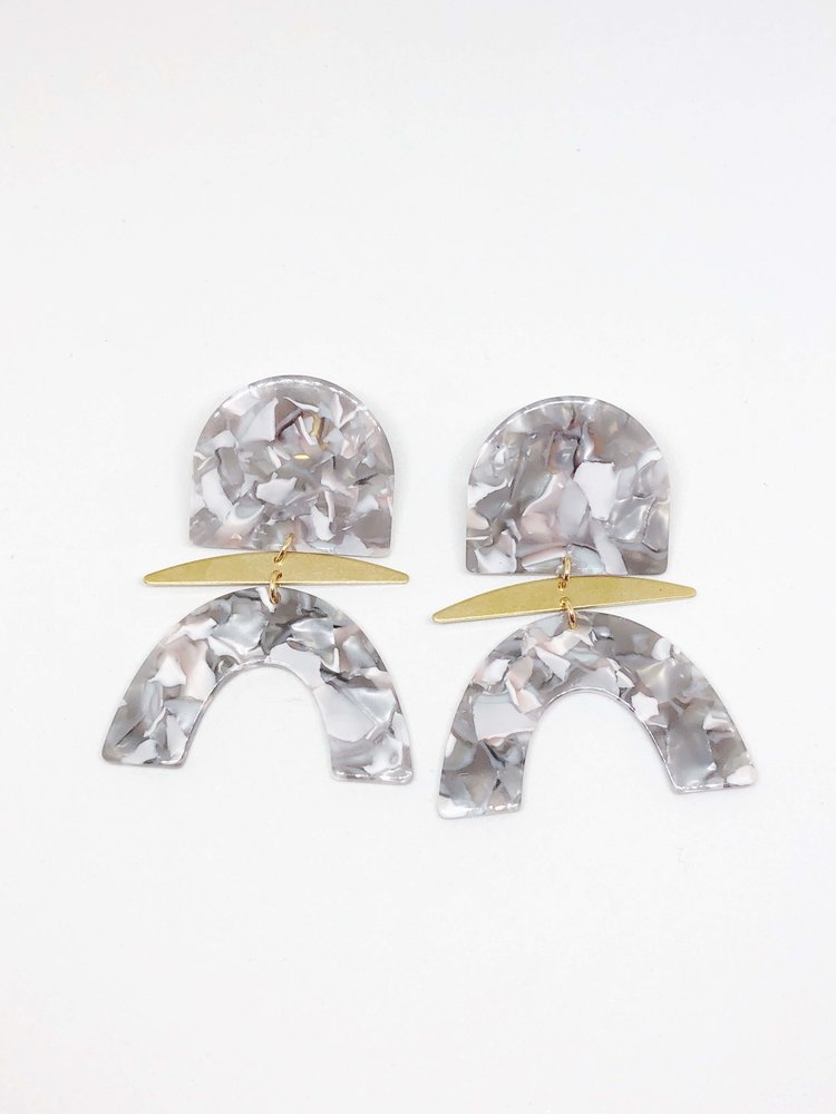 Finds Designs - Grey Half Moon Earrings