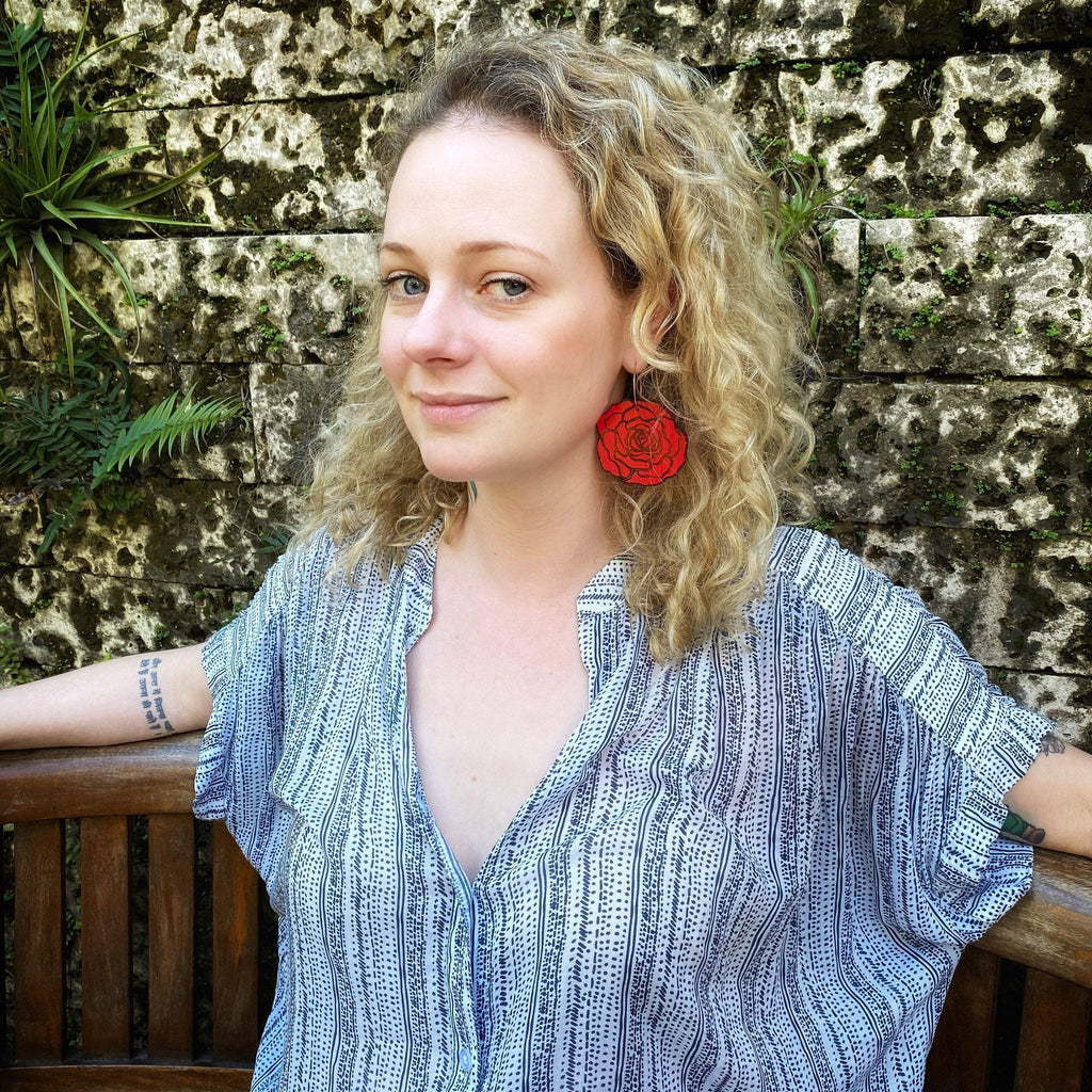 Le Chic Miami - Giant Rose Hoop Earrings