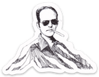 Hunter S Thompson mountain portrait sticker by Maya Joy
