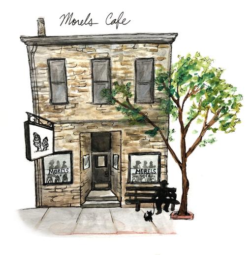 Morels Cafe Watercolor Print by Bri Bowers