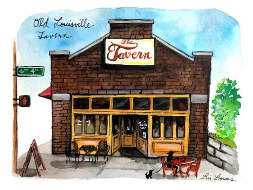 Old Louisville Tavern Watercolor Print by Bri Bowers