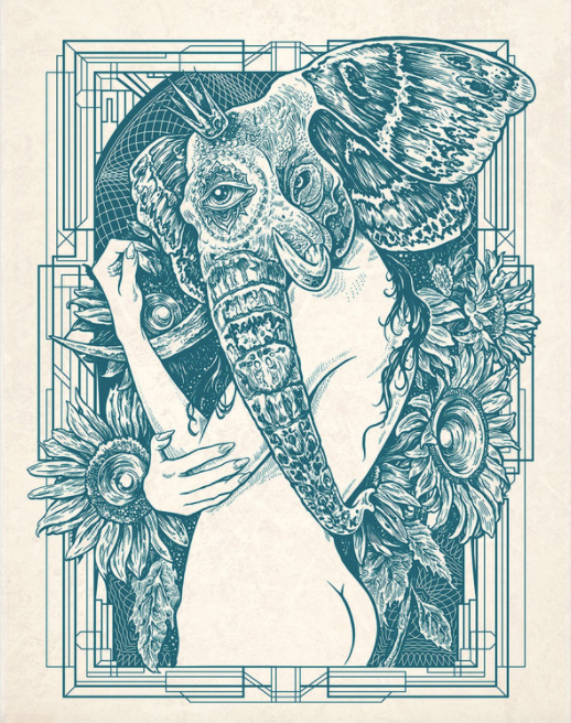 AngryBlue - Ganesh Letterpress Print