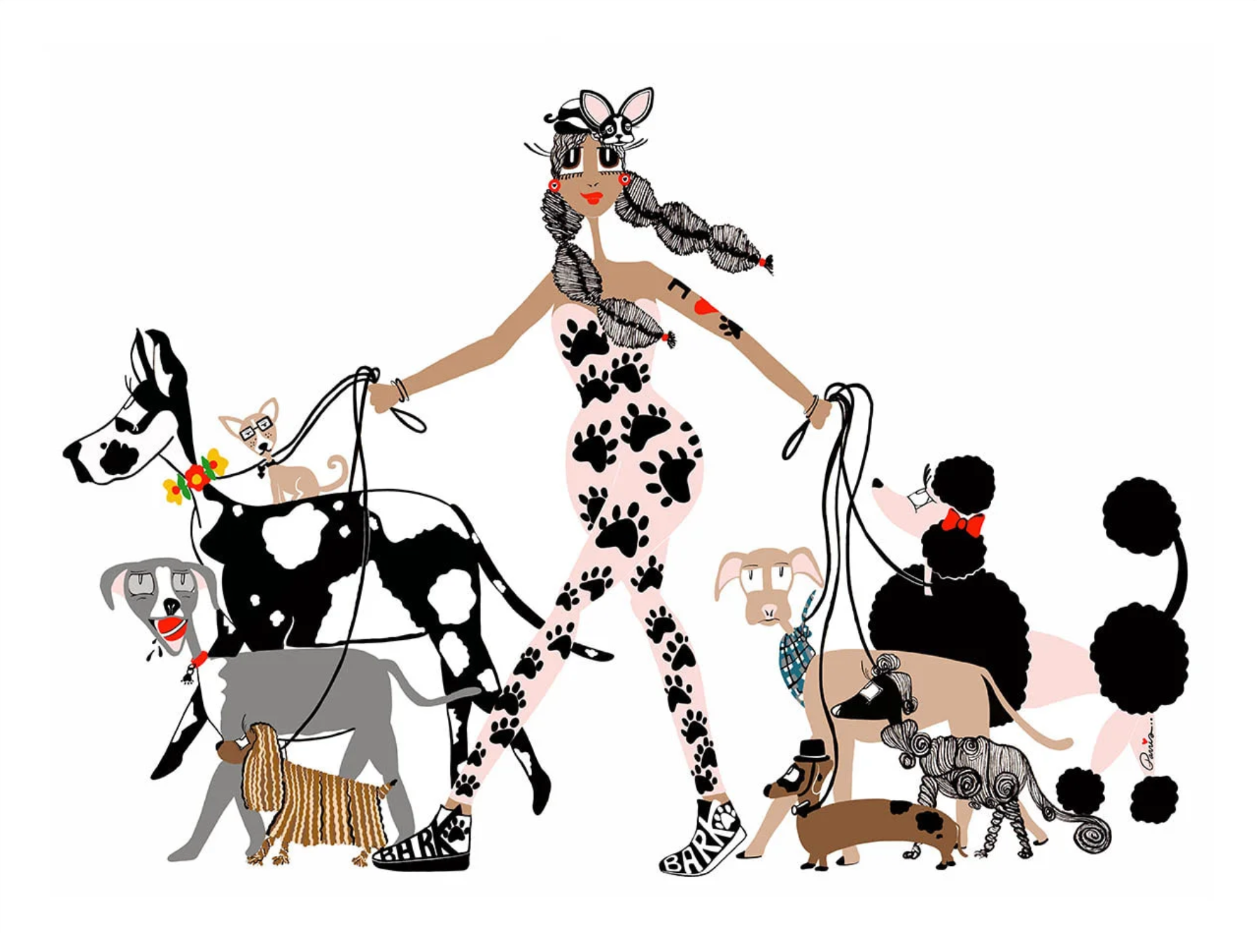 Lovely Earthlings - Dog Walker Print