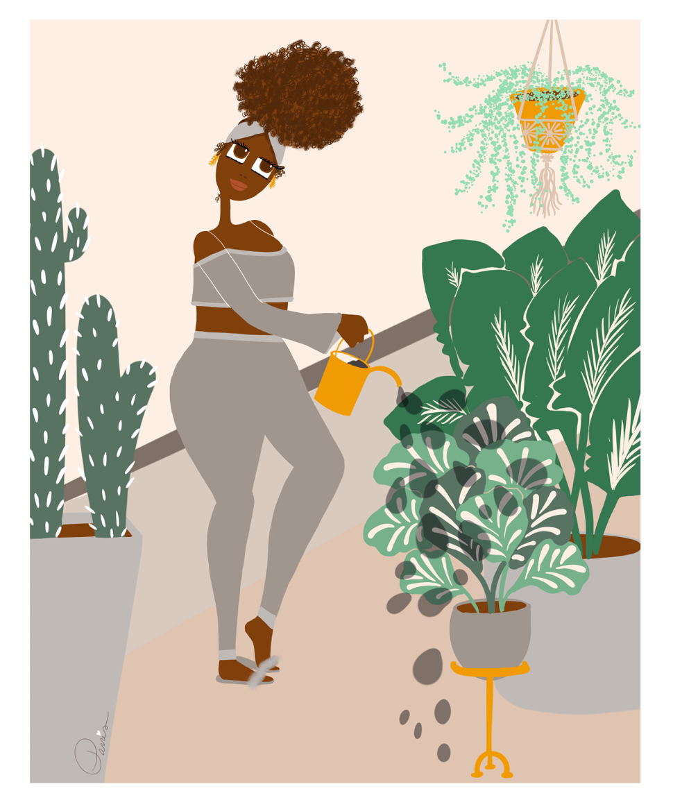 Lovely Earthlings - Watering Plants Print
