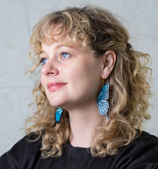 Le Chic Miami -  Blue Butterfly Hoop Earrings