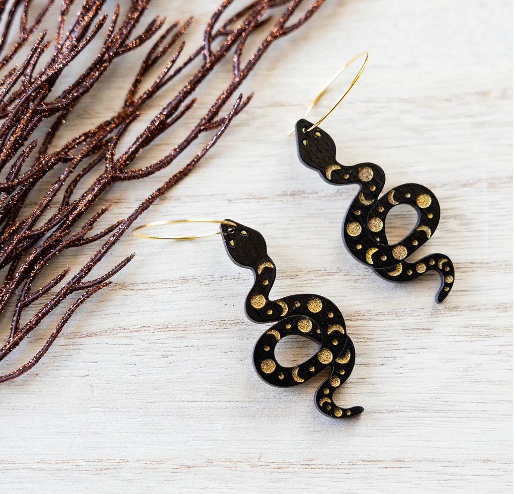 Le Chic Miami -  Moon Phases Snake Earrings
