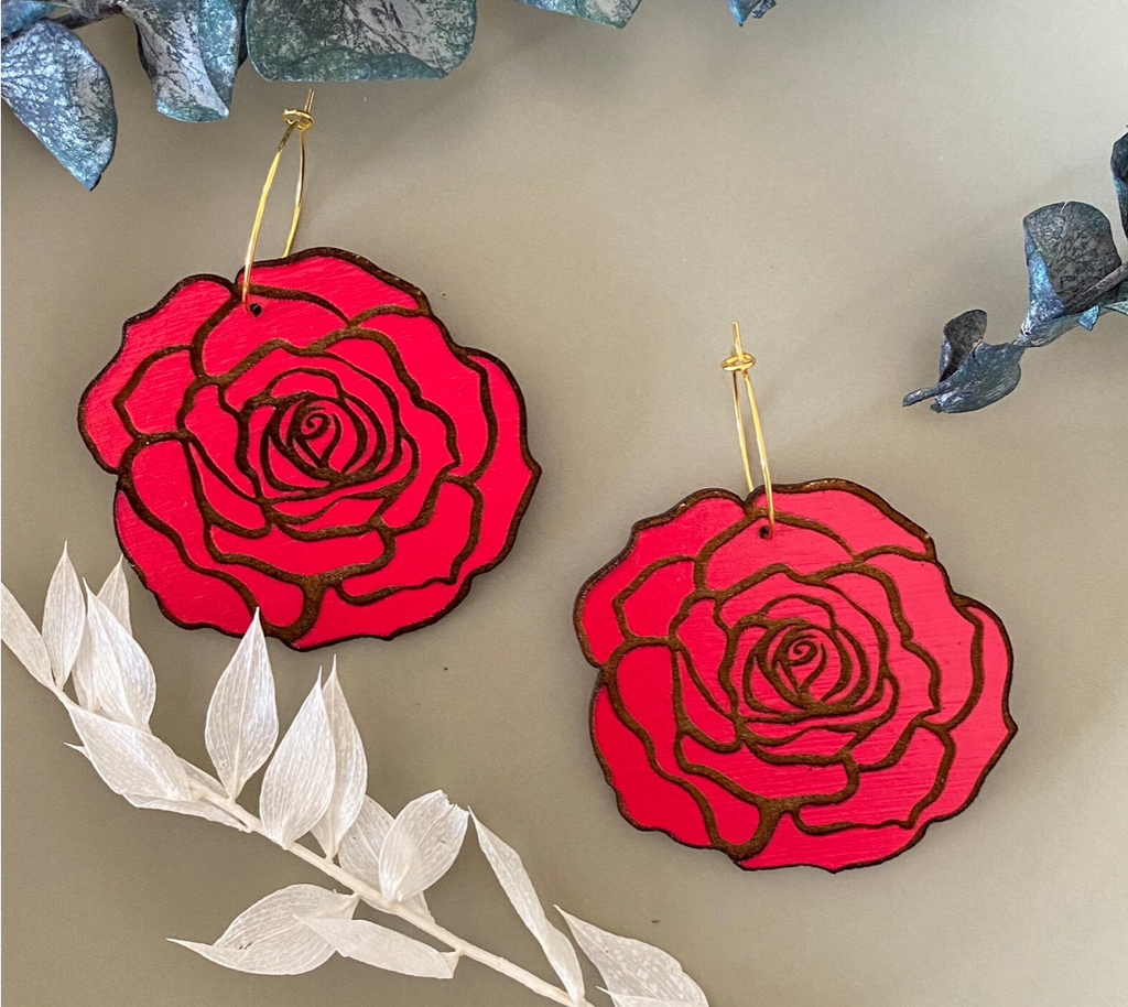 Le Chic Miami - Giant Rose Hoop Earrings