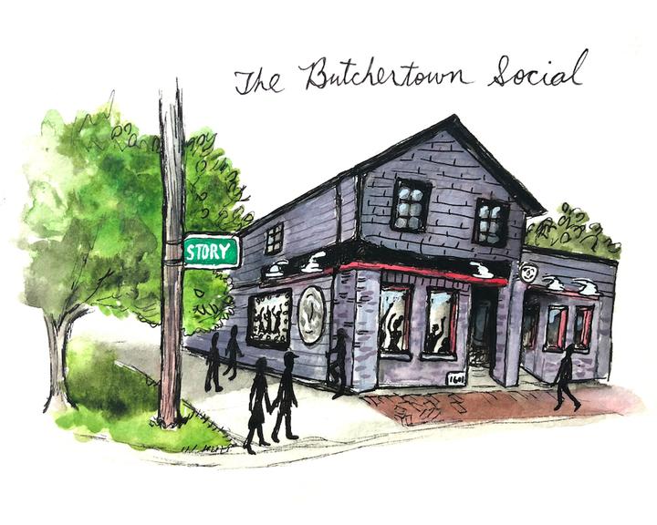Butchertown Social watercolor print by Bri Bowers