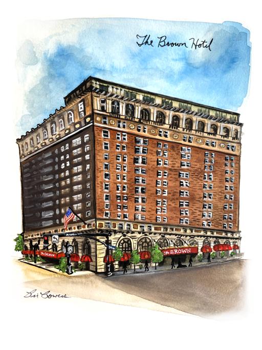 The Brown Hotel Watercolor Print by Bri Bowers