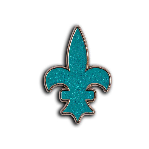 Teal Fleur de Lis Pin by AngryBlue