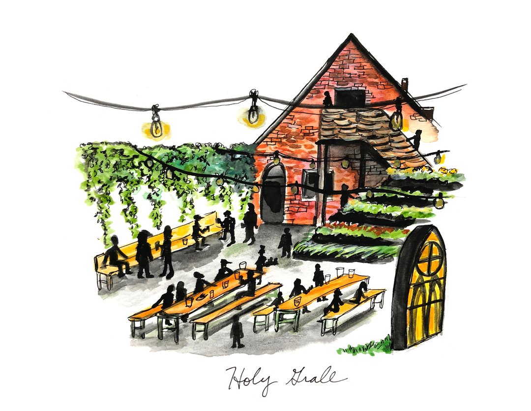 Holy Grale Back Patio Watercolor Print by Bri Bowers