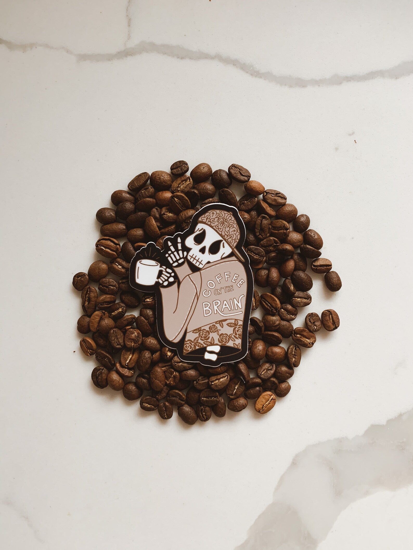 Tonia Raye Tattoo - Coffee on the Brain Sticker