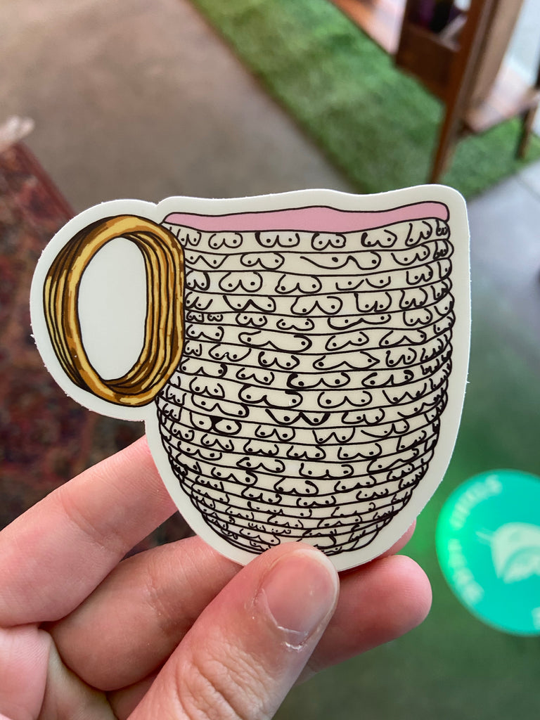 oil boob mug sticker