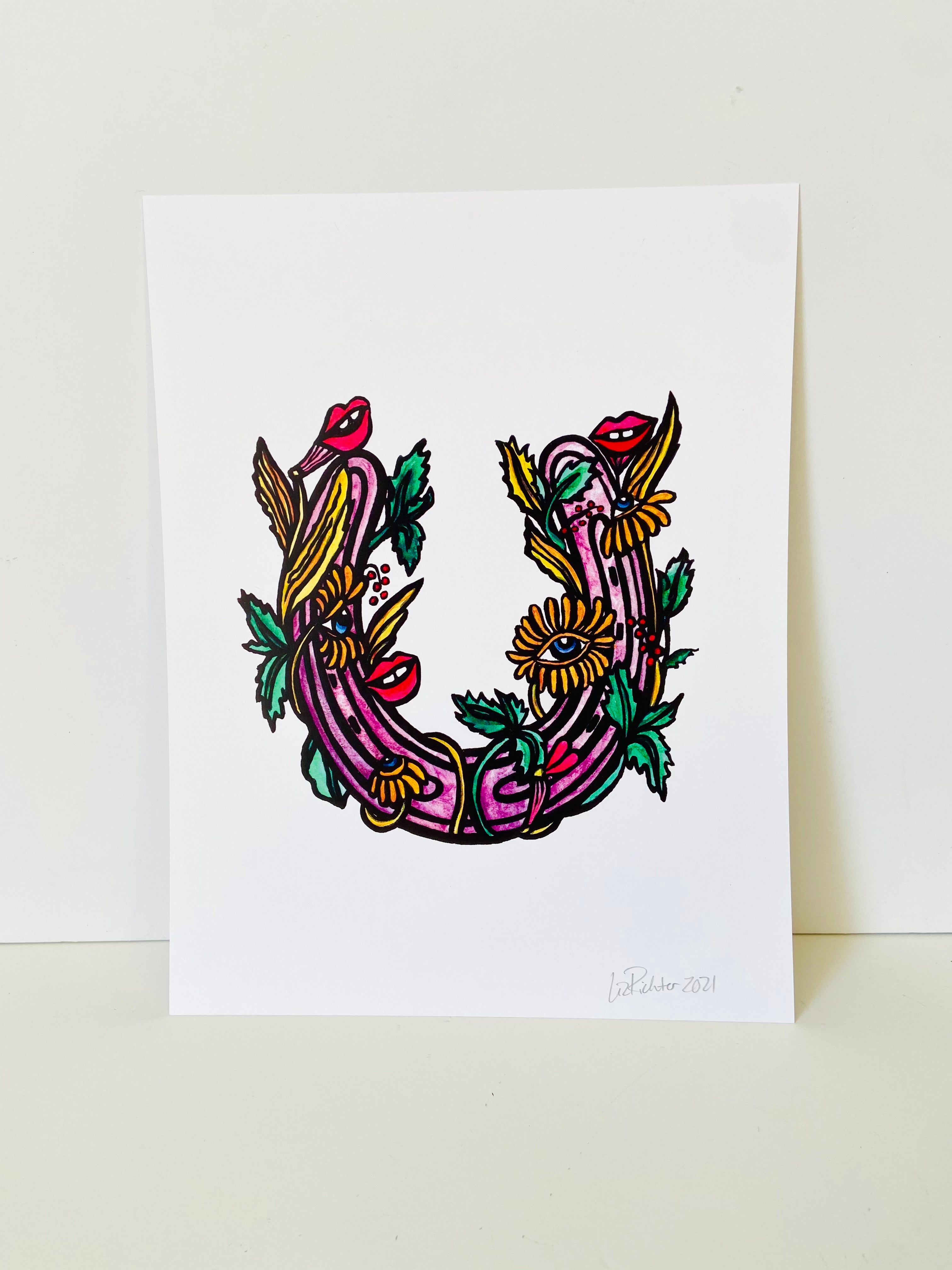 Liz Richter - Floral Horseshoe Print