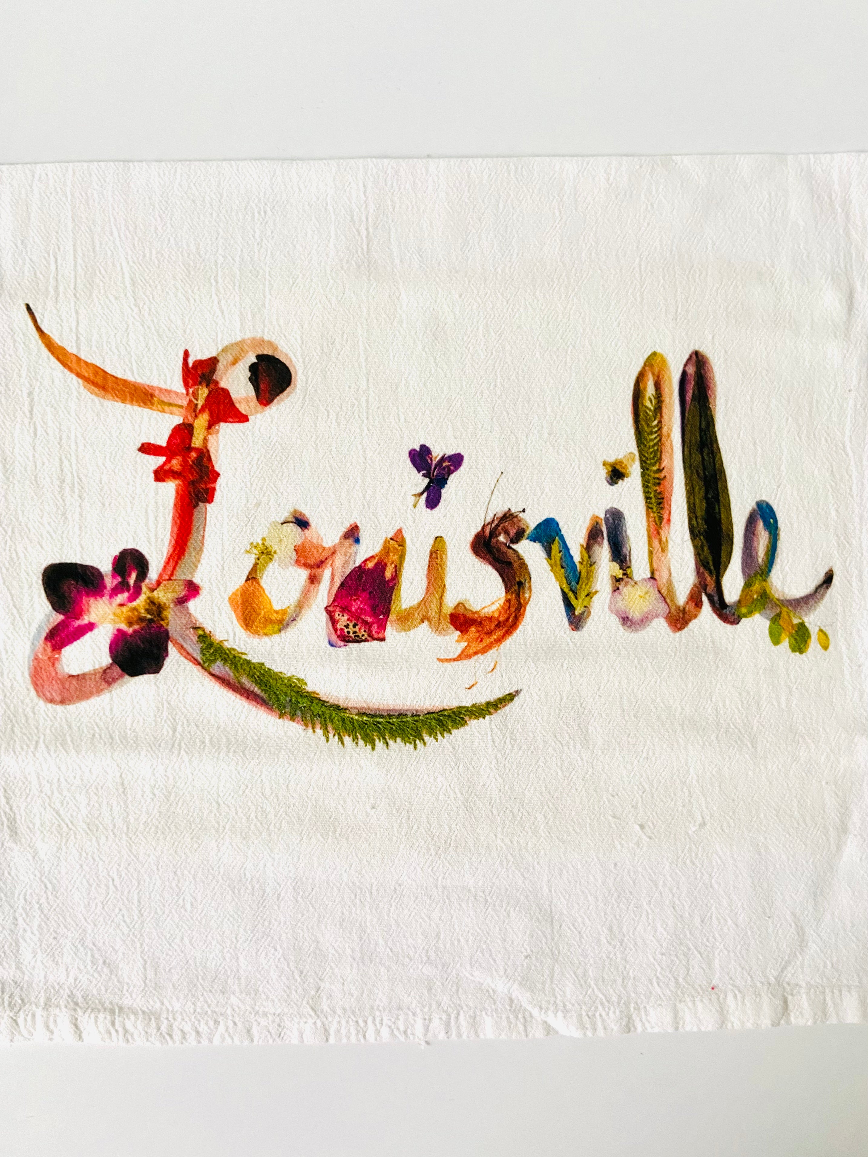 Eco-Friendly Pressed Flower Louisville Tea Towel