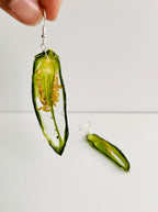 Wild Organic - Long Cut Green Jalapeño Earrings